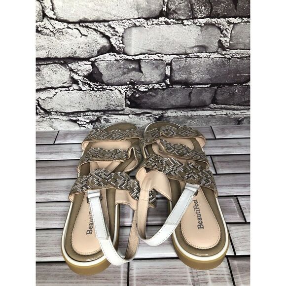 Beautifeel Taupe Patent Leather White Dotted Strap Sandals Women’s Sz 41EU/10.5M - Picture 10 of 16